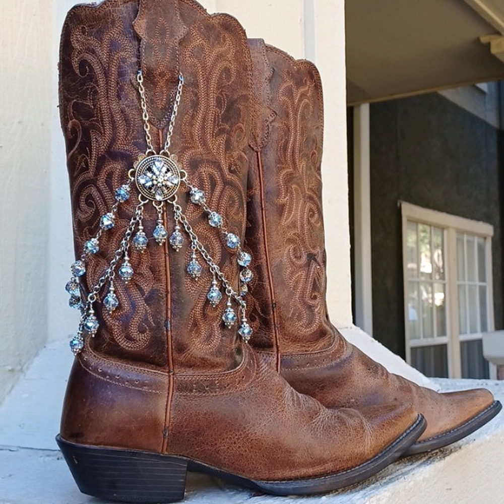 Boot Jewelry One Of A Kind Handmade Silver Crystal Beaded Boot Bracelet Cowgirl